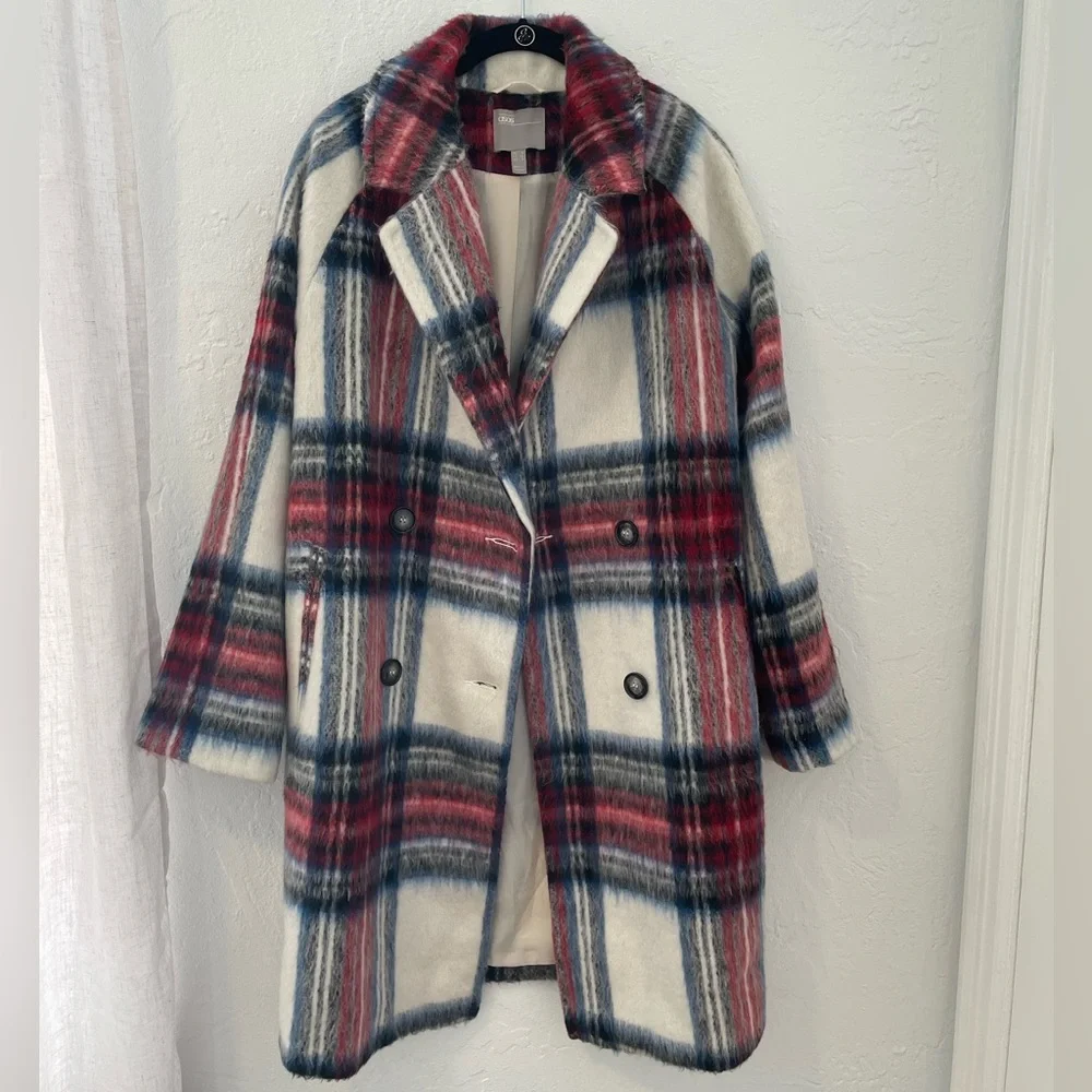 ASOS Red and Blue Plaid Trench Coat - Picture 11 of 16